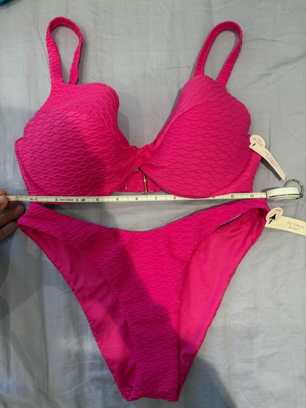 Victoria's Secret Hot Pink Textured Bikini Set 34D/S